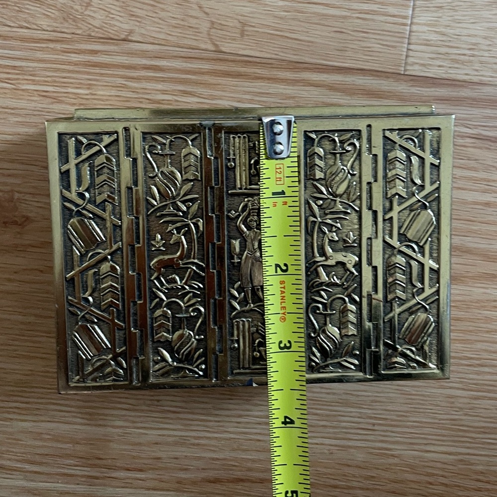 ✨ vintage brass and wood cigarette box trinket box art deco antique - Picture 3 of 15
